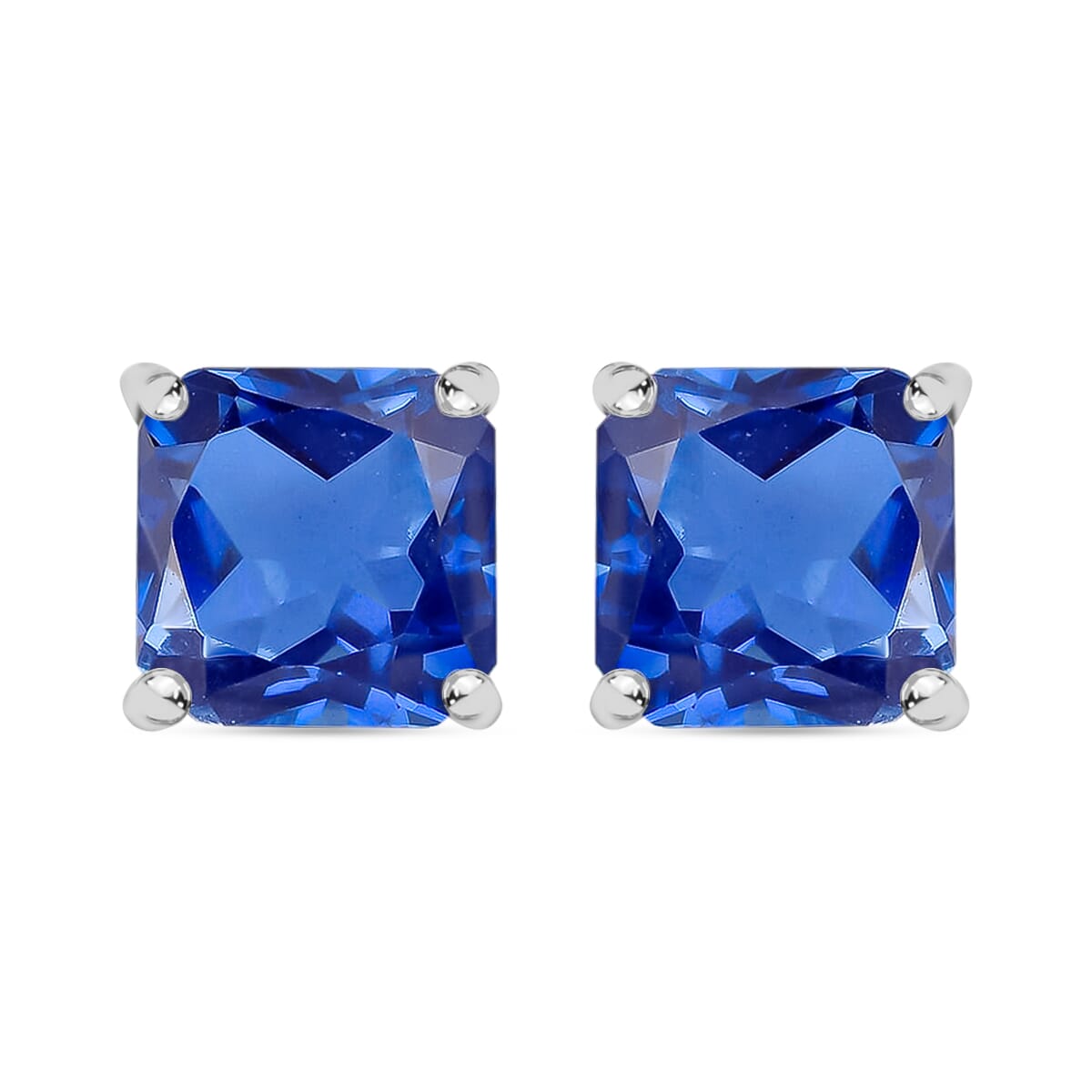 Luxoro Premium Asscher Cut Tanzanite 4.00 ctw Stud Earrings in 14K White Gold image number 0