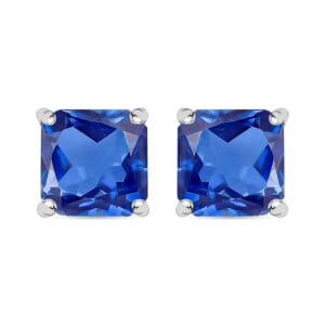 Luxoro Premium Asscher Cut Tanzanite 4.00 ctw Stud Earrings in 14K White Gold