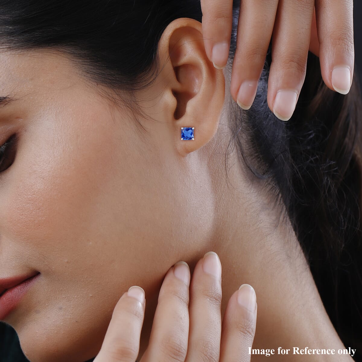 Luxoro Premium Asscher Cut Tanzanite 4.00 ctw Stud Earrings in 14K White Gold image number 1