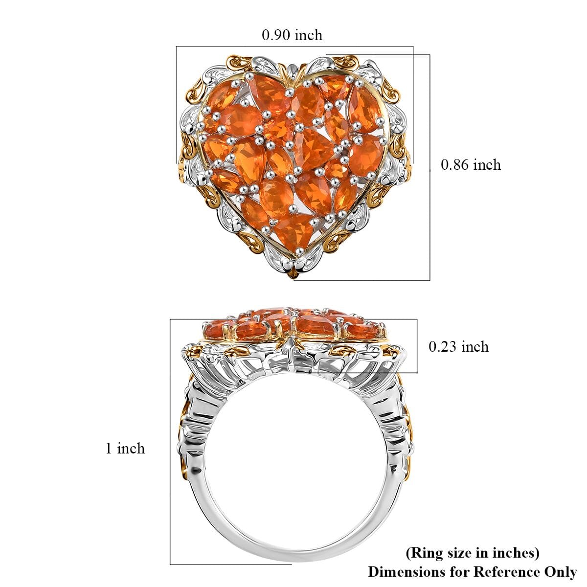 D'Joy Crimson Fire Opal 2.20 ctw Flaming Love Ring in 18K Vermeil YG and Rhodium Over Sterling Silver (Size 5.0) image number 5