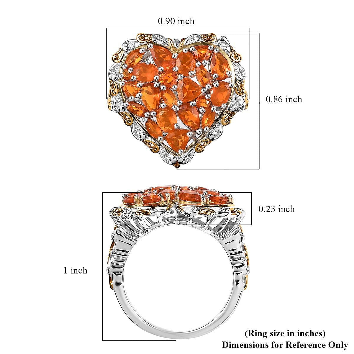 D'Joy Crimson Fire Opal 2.20 ctw Flaming Love Ring in 18K Vermeil YG and Rhodium Over Sterling Silver (Size 8.0) image number 5