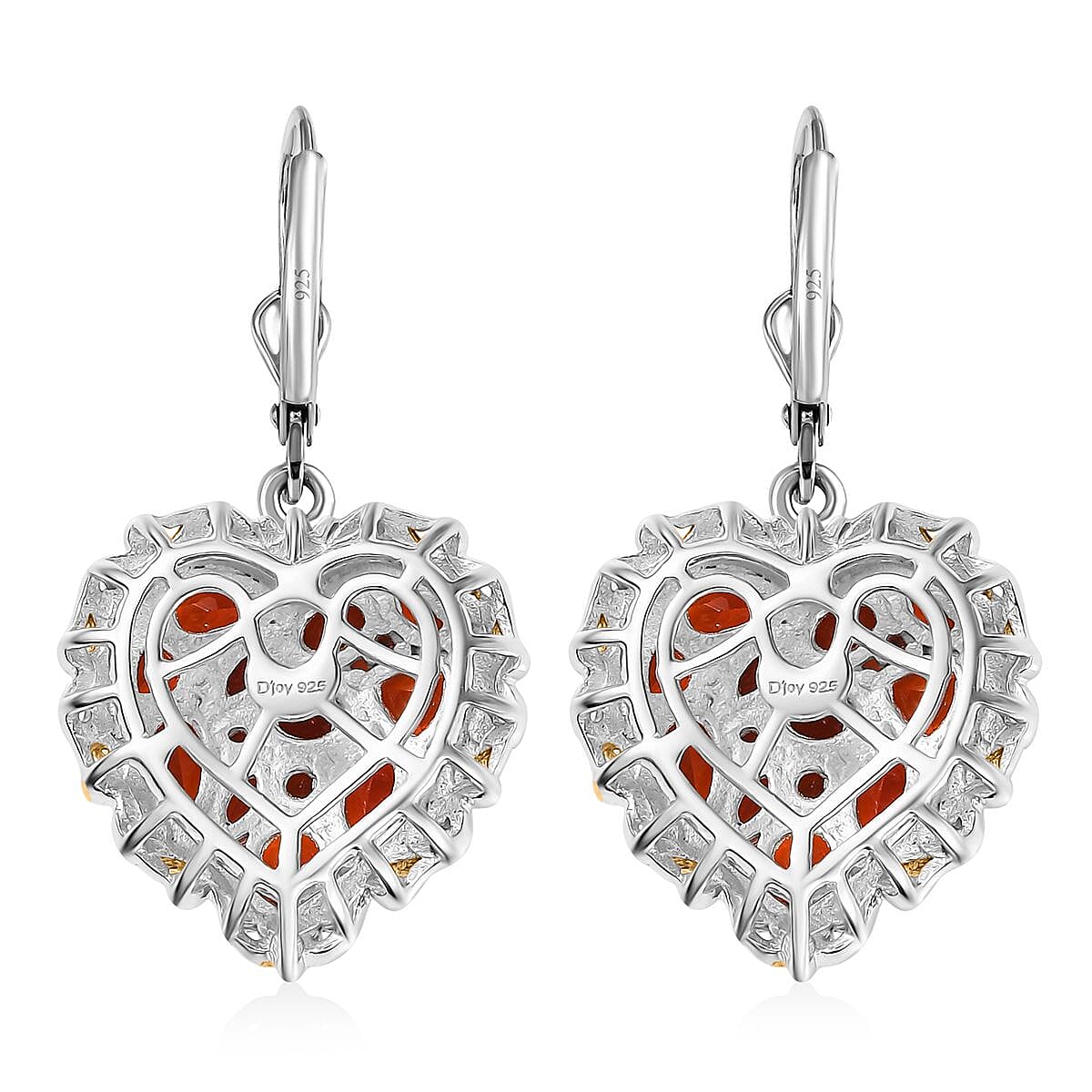 D'Joy Crimson Fire Opal 2.65 ctw Flaming Love Earrings in 18K Vermeil YG and Rhodium Over Sterling Silver