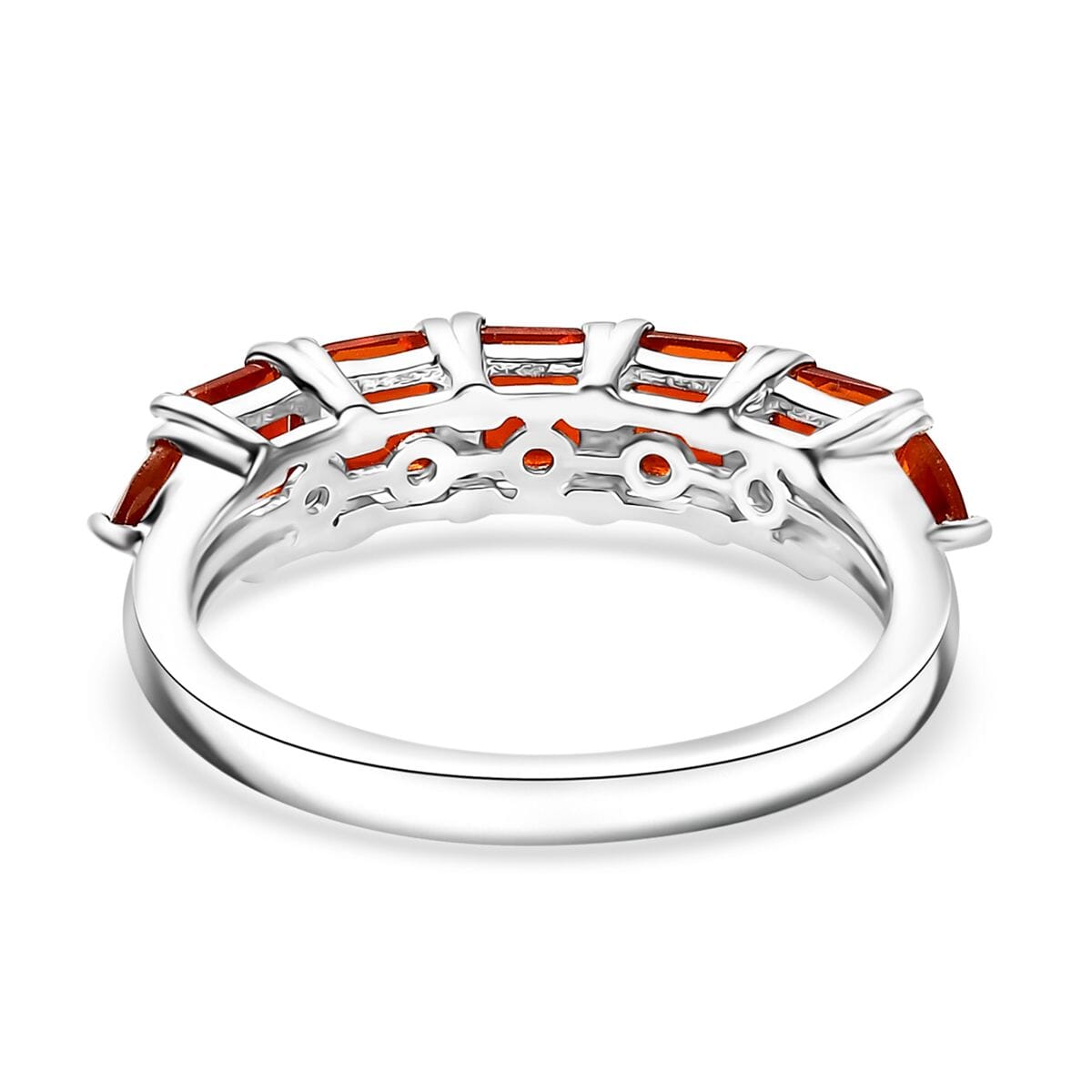 D'Joy Crimson Fire Opal 1.65 ctw Blazing Eternity Ring in Rhodium Over Sterling Silver (Size 10.0)  image number 4