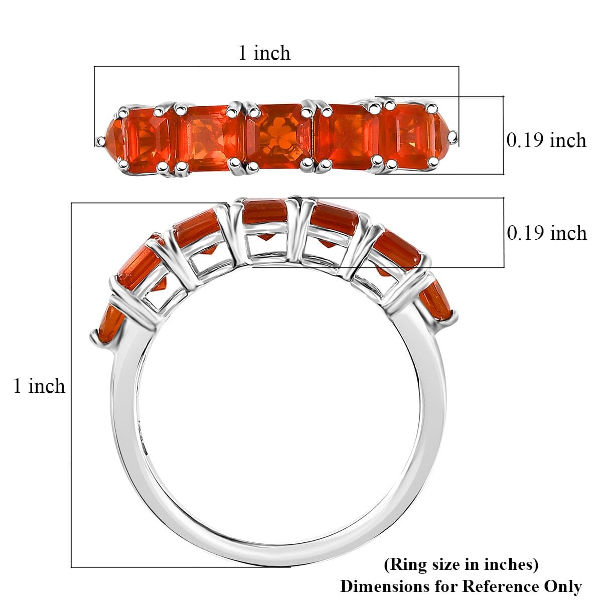 D'Joy Crimson Fire Opal 1.65 ctw Blazing Eternity Ring in Rhodium Over Sterling Silver (Size 10.0)  image number 5