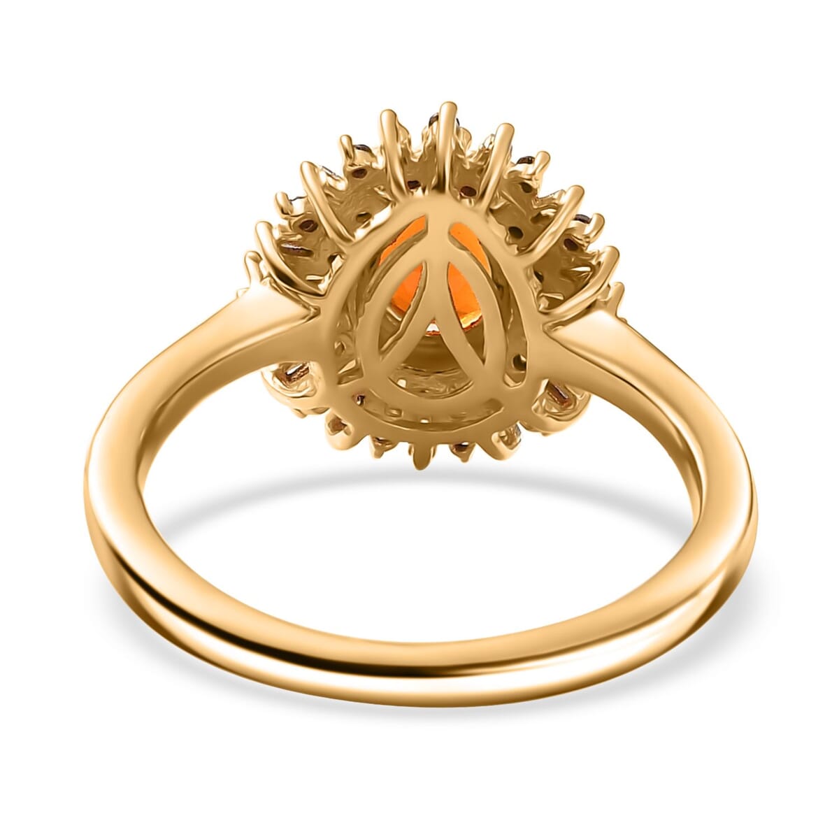 D'Joy Crimson Fire Opal, Natural Champagne and White Diamond 0.90 ctw Sunkissed Spark Ring in 18K Vermeil Yellow Gold Over Sterling Silver (Size 7.0) image number 4