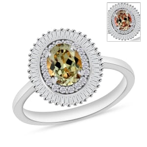 Luxoro Premium Turkizite and G-H I2 Diamond 1.05 ctw Ring in 14K White Gold (Size 10.0)