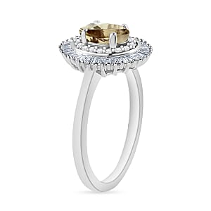 Luxoro Premium Turkizite and G-H I2 Diamond 1.05 ctw Ring in 14K White Gold (Size 10.0) (Del. in 10-12 Days)