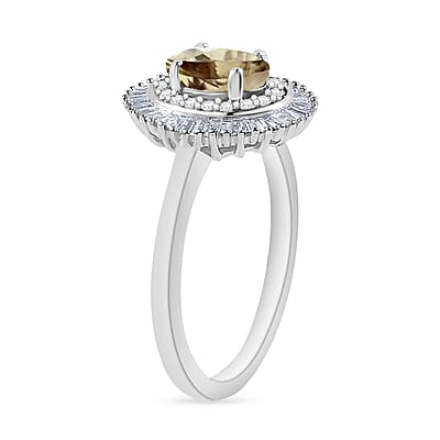 Luxoro Premium Turkizite and G-H I2 Diamond 1.05 ctw Ring in 14K White Gold (Size 10.0)
