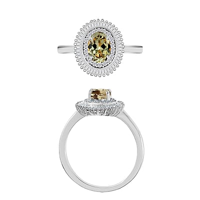 Luxoro Premium Turkizite and G-H I2 Diamond 1.05 ctw Ring in 14K White Gold (Size 10.0)