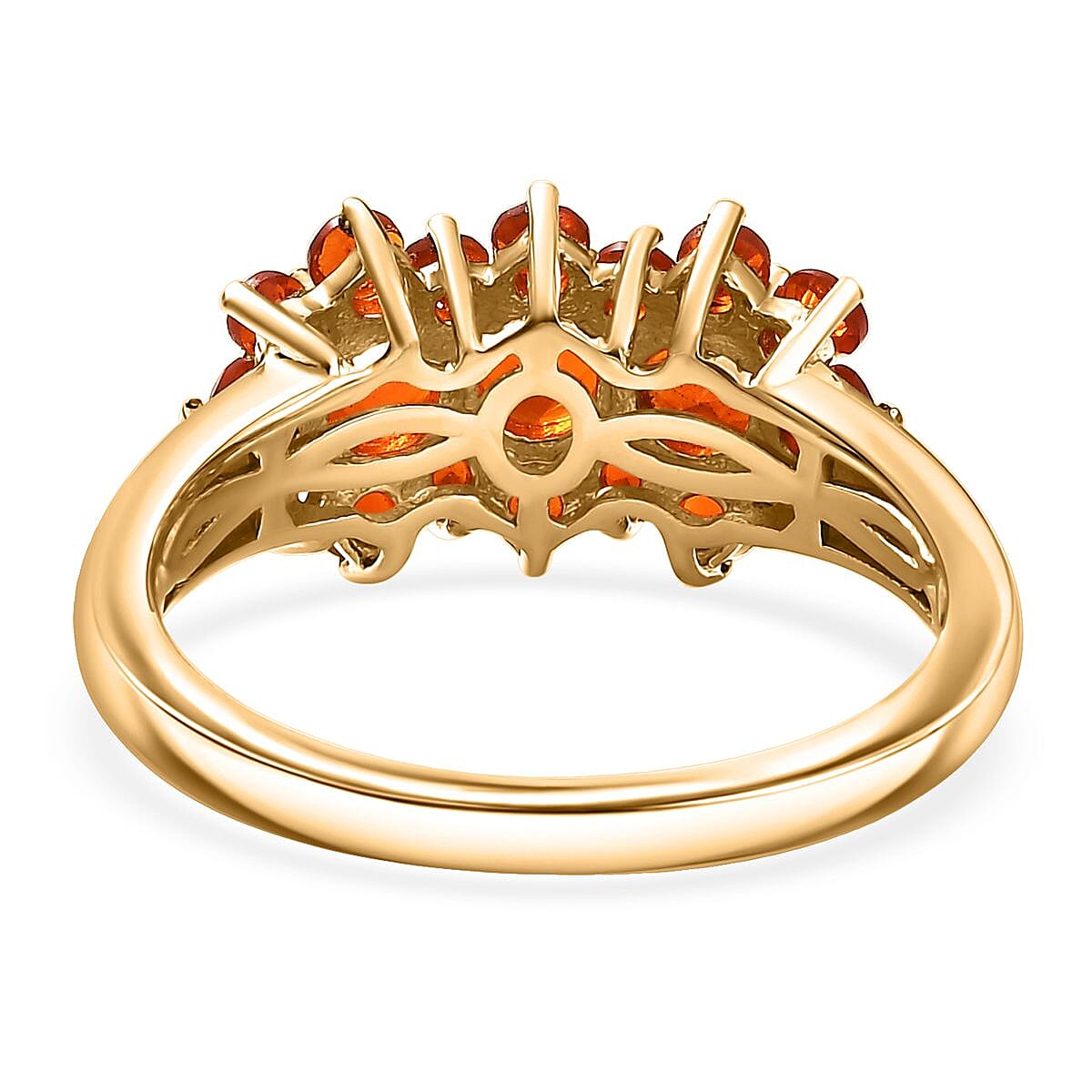 D'Joy Crimson Fire Opal 1.20 ctw Flame Bloom Ring in 18K Vermeil Yellow Gold Over Sterling Silver (Size 10.0)