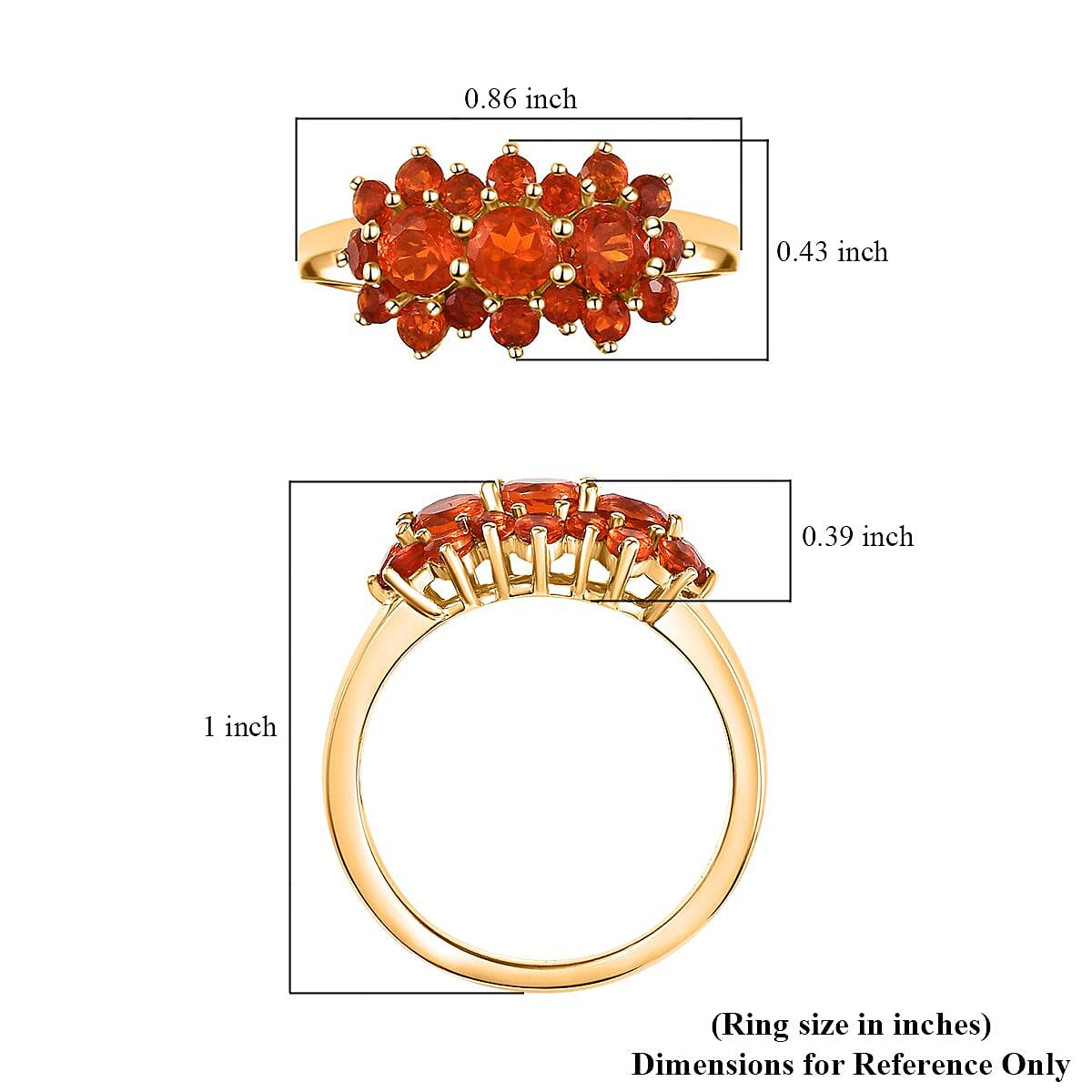 D'Joy Crimson Fire Opal 1.20 ctw Flame Bloom Ring in 18K Vermeil Yellow Gold Over Sterling Silver (Size 10.0)