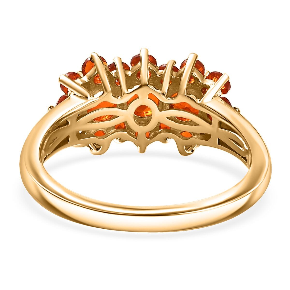 D'Joy Crimson Fire Opal 1.20 ctw Flame Bloom Ring in 18K Vermeil Yellow Gold Over Sterling Silver (Size 6.0) image number 4