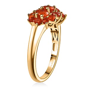 D'Joy Crimson Fire Opal 1.20 ctw Flame Bloom Ring in 18K Vermeil Yellow Gold Over Sterling Silver (Size 9.0)