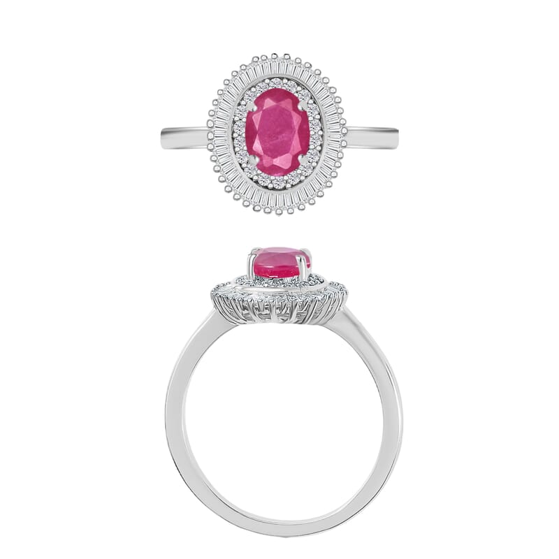 Luxoro Premium Mozambique Ruby and G-H I2 Diamond 1.33 ctw Ring in 14K White Gold (Size 10.0)