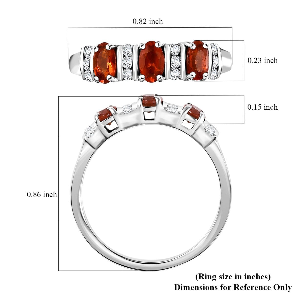 Crimson Fire Opal and White Zircon 0.75 ctw Sunset Trilogy Ring in Rhodium Over Sterling Silver (Size 10.0) image number 5