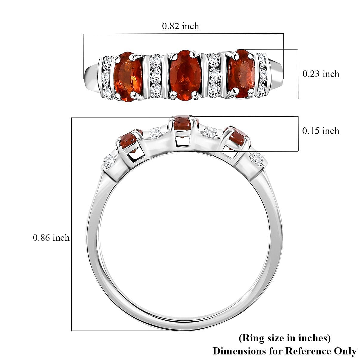 D'Joy Crimson Fire Opal and White Zircon 0.75 ctw Sunset Trilogy Ring in Rhodium Over Sterling Silver (Size 5.0) image number 5