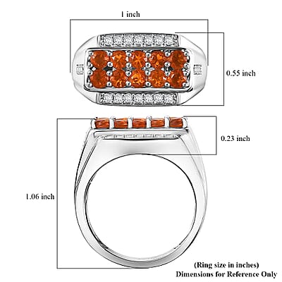 D'Joy Crimson Fire Opal and White Zircon 1.20 ctw Men's Ring in Rhodium Over Sterling Silver (Size 10.0)