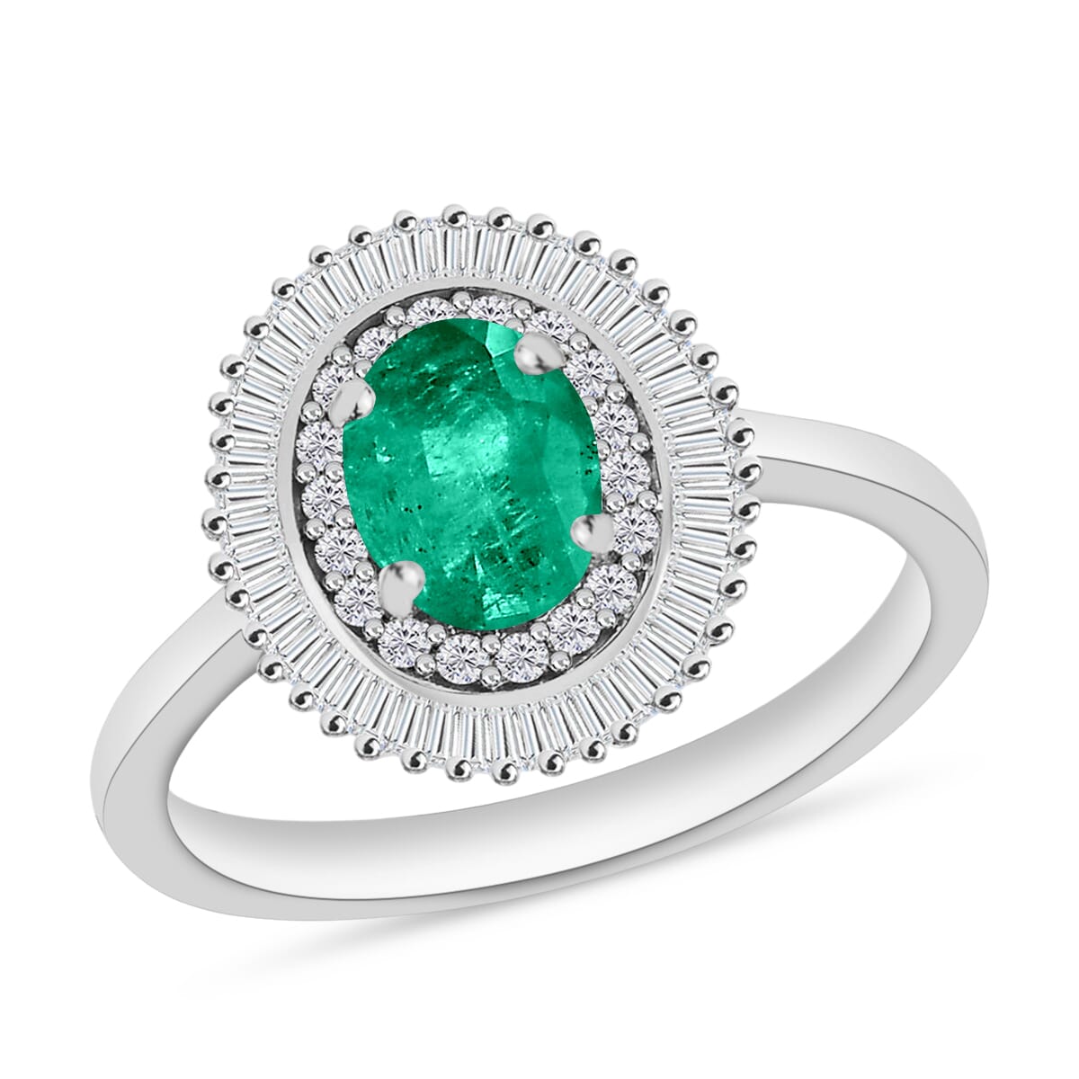 Rhapsody AAAA Kagem Zambian Emerald and E-F VS2 Diamond Ring in 950 Platinum (Size 10.0) 4.50 Grams 1.05 ctw image number 0