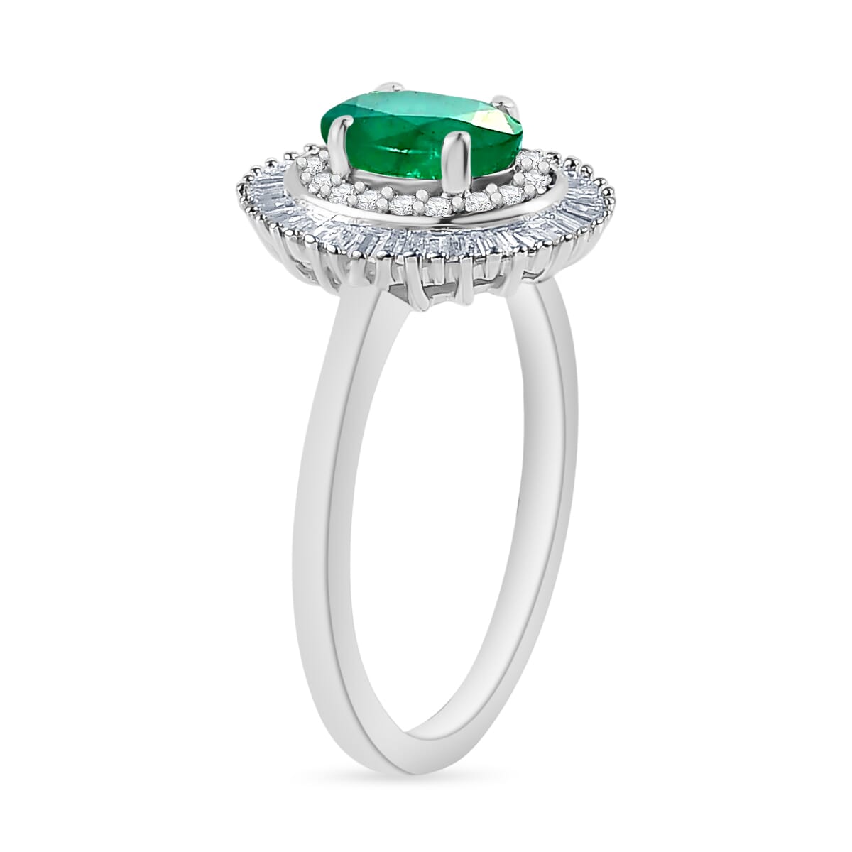 Rhapsody AAAA Kagem Zambian Emerald and E-F VS2 Diamond Ring in 950 Platinum (Size 10.0) 4.50 Grams 1.05 ctw image number 2