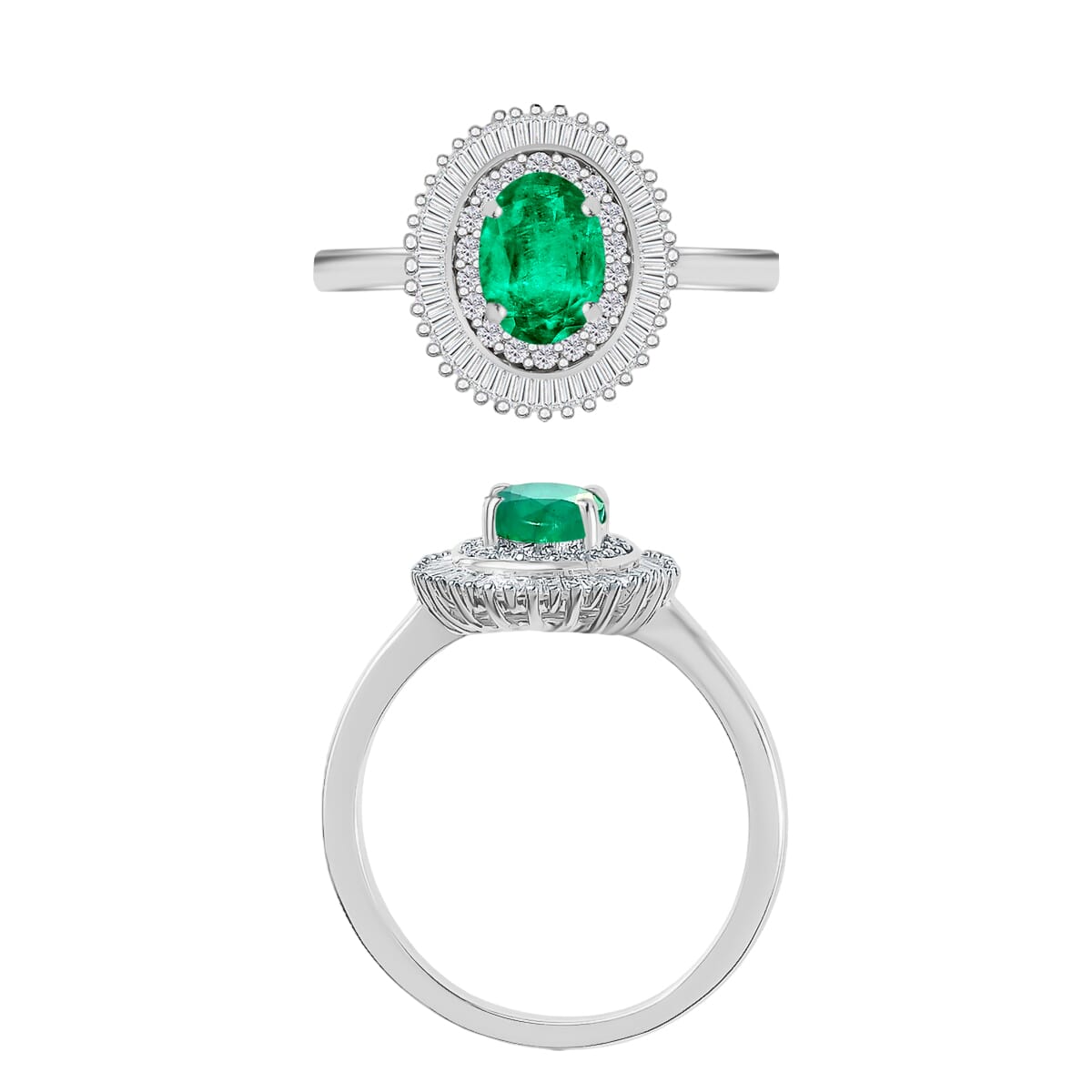 Rhapsody AAAA Kagem Zambian Emerald and E-F VS2 Diamond Ring in 950 Platinum (Size 10.0) 4.50 Grams 1.05 ctw image number 3