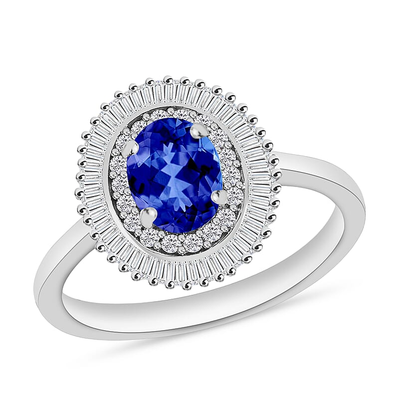 Rhapsody AAAA Tanzanite and E-F VS2 Diamond 1.05 ctw Ring in 950 Platinum (Size 10.0) 4.7 Grams