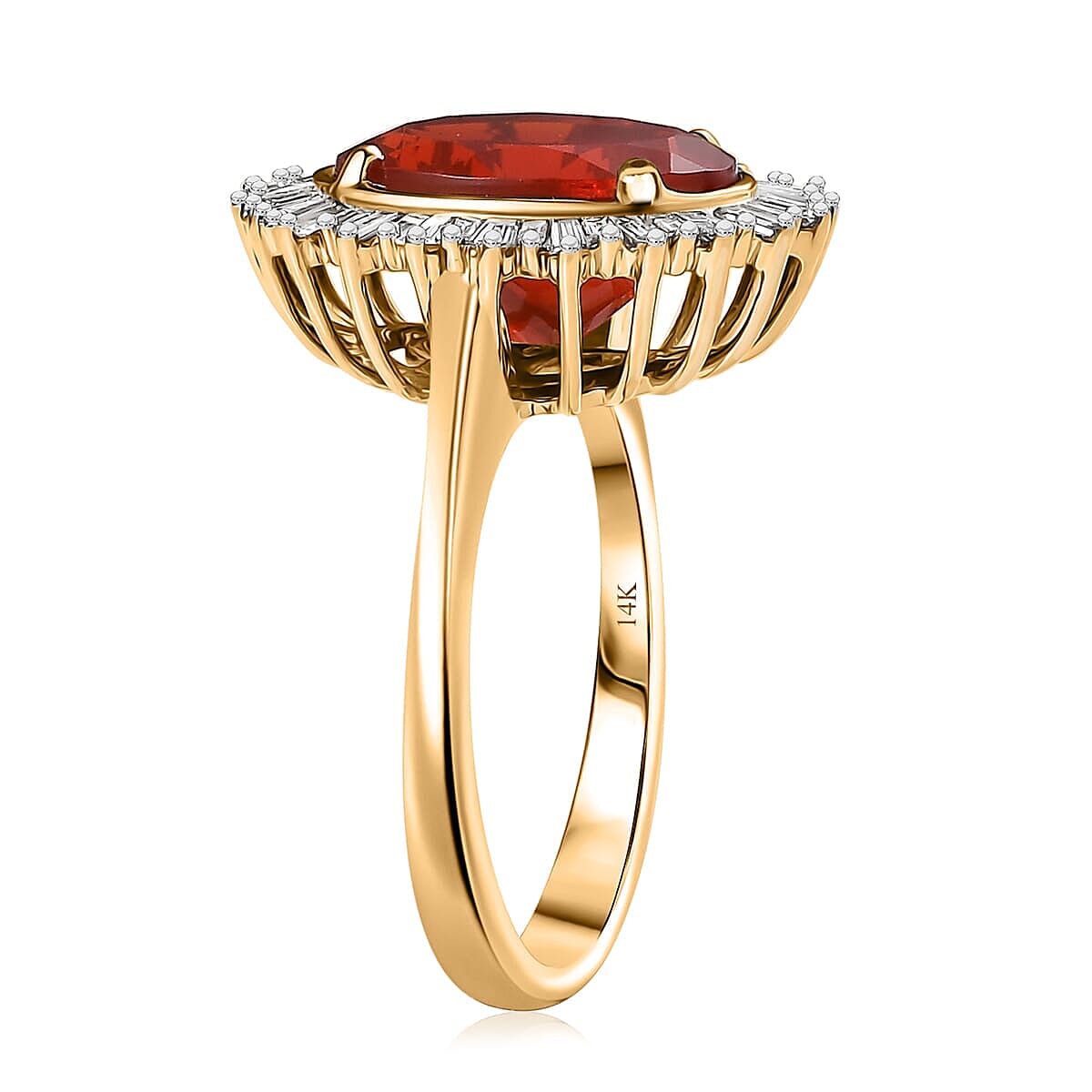 Epic Deal Luxoro 14K Yellow Gold AAA Crimson Fire Opal, Diamond (G-H, I2) (0.40 cts) Crimson Radiance Ring (Size 8.5) 2.80 ctw image number 3