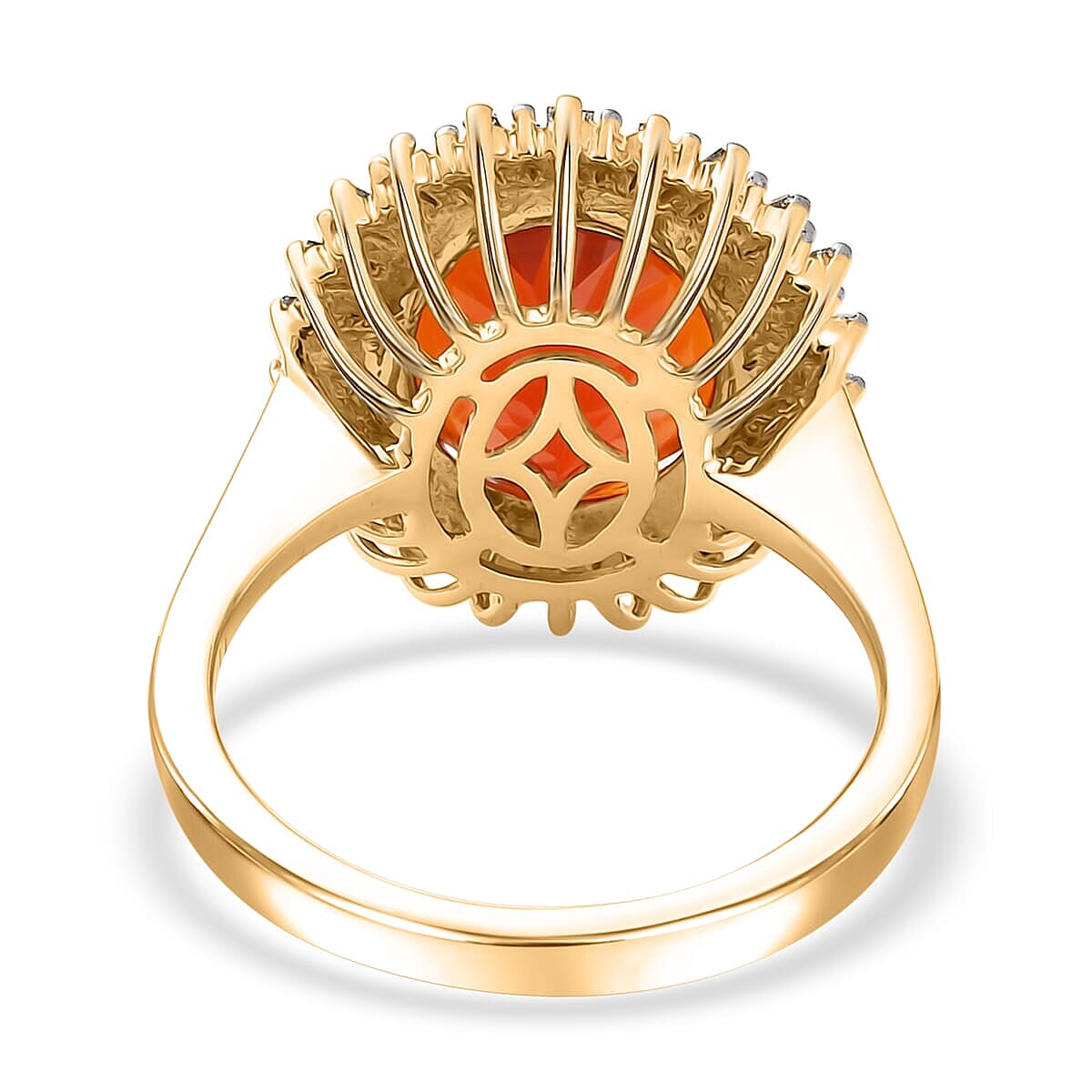 Epic Deal Luxoro 14K Yellow Gold AAA Crimson Fire Opal, Diamond (G-H, I2) (0.40 cts) Crimson Radiance Ring (Size 8.5) 2.80 ctw image number 4