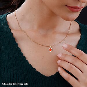 Luxoro AAA Crimson Fire Opal and Diamond G-H I2 3.50 ctw Scarlet Sunburst Pendant without Chain in 14K Yellow Gold