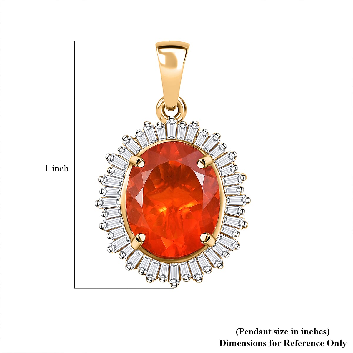 Luxoro AAA Crimson Fire Opal and Diamond G-H I2 3.50 ctw Scarlet Sunburst Pendant without Chain in 14K Yellow Gold