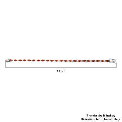 D'Joy Crimson Fire Opal and Moissanite 5.00 ctw Fiery Tennis Bracelet in Rhodium Over Sterling Silver (7.25 In)