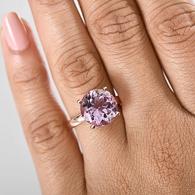 D'Joy Rose De France Amethyst and White Zircon 6.15 ctw Ring in 18K Vermeil Rose Gold Over Sterling Silver (Size 10.0)