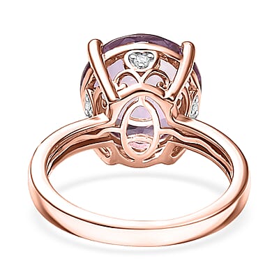 D'Joy Rose De France Amethyst and White Zircon 6.15 ctw Ring in 18K Vermeil Rose Gold Over Sterling Silver (Size 10.0)