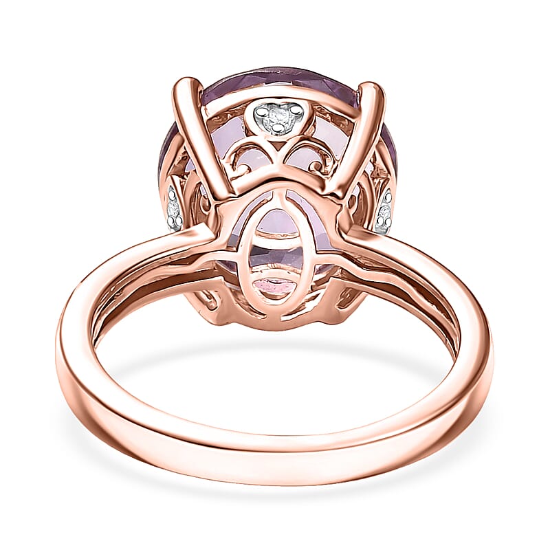 D'Joy Rose De France Amethyst and White Zircon 6.15 ctw Ring in 18K Vermeil Rose Gold Over Sterling Silver (Size 10.0)