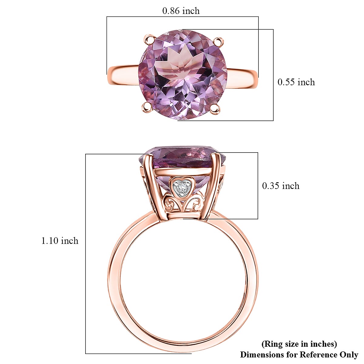 D'Joy Rose De France Amethyst and White Zircon 6.15 ctw Ring in 18K Vermeil Rose Gold Over Sterling Silver (Size 10.0)