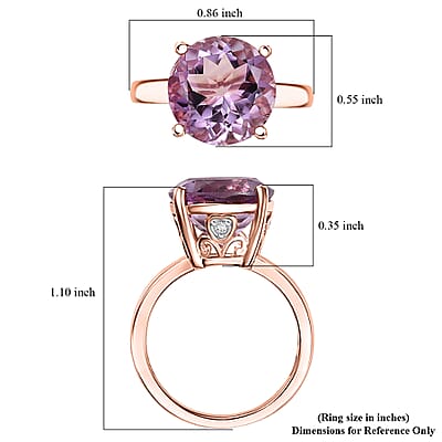 D'Joy Rose De France Amethyst and White Zircon 6.15 ctw Ring in 18K Vermeil Rose Gold Over Sterling Silver (Size 10.0)