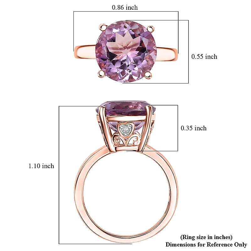 D'Joy Rose De France Amethyst and White Zircon 6.15 ctw Ring in 18K Vermeil Rose Gold Over Sterling Silver (Size 10.0)