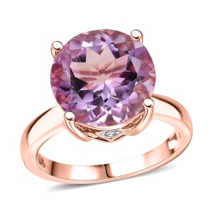 D'Joy Rose De France Amethyst and White Zircon 6.15 ctw Ring in 18K Vermeil Rose Gold Over Sterling Silver (Size 6.0) 