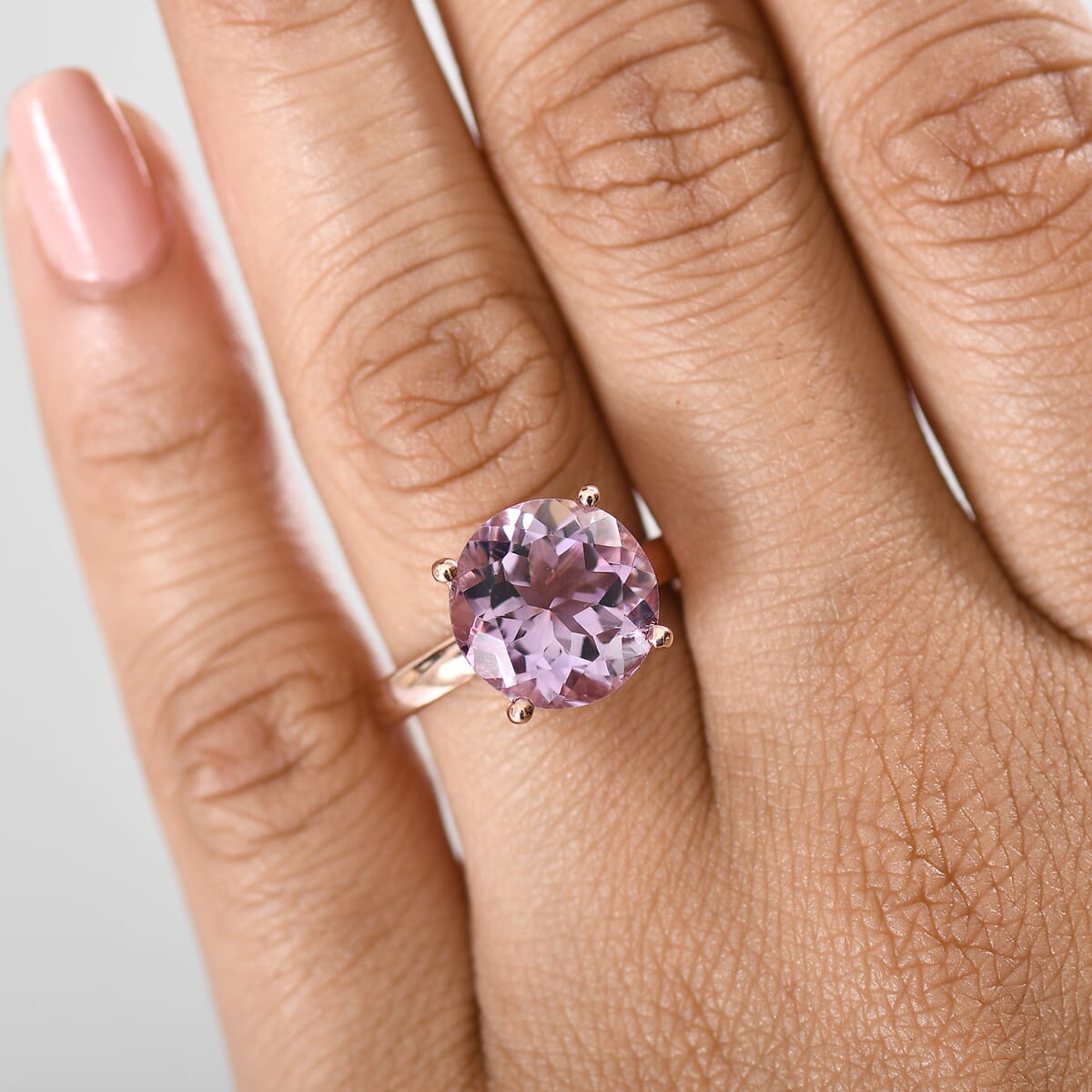 D'Joy Rose De France Amethyst and White Zircon 6.15 ctw Ring in 18K Vermeil Rose Gold Over Sterling Silver (Size 6.0)  image number 2