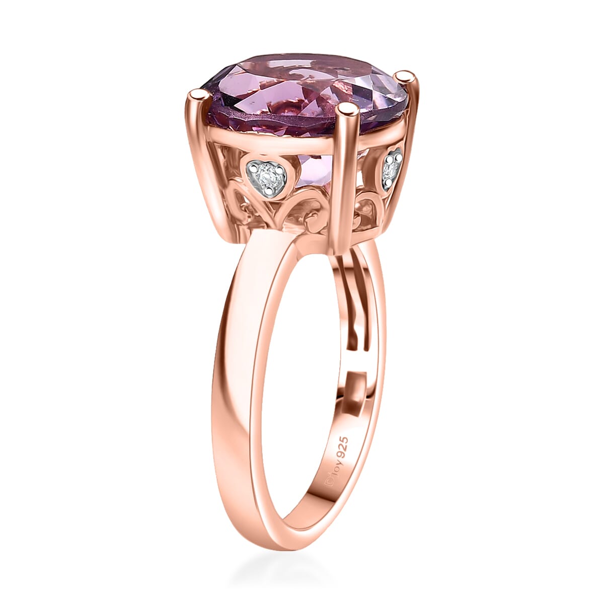 D'Joy Rose De France Amethyst and White Zircon 6.15 ctw Ring in 18K Vermeil Rose Gold Over Sterling Silver (Size 6.0)  image number 3