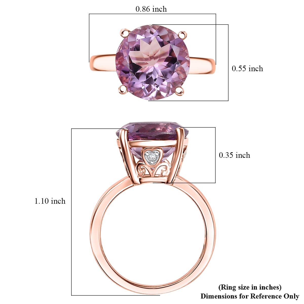 D'Joy Rose De France Amethyst and White Zircon 6.15 ctw Ring in 18K Vermeil Rose Gold Over Sterling Silver (Size 6.0)  image number 5