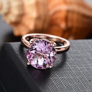 D'Joy Rose De France Amethyst and White Zircon 6.15 ctw Ring in 18K Vermeil Rose Gold Over Sterling Silver (Size 7.0)