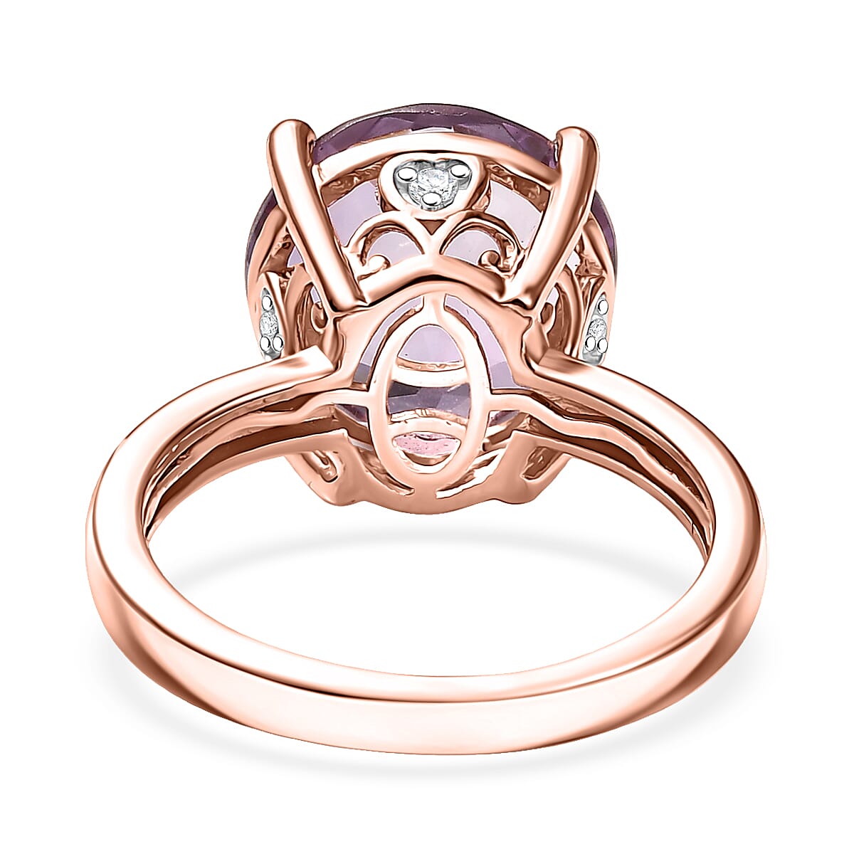 D'Joy Rose De France Amethyst and White Zircon 6.15 ctw Ring in 18K Vermeil Rose Gold Over Sterling Silver (Size 9.0)  image number 4