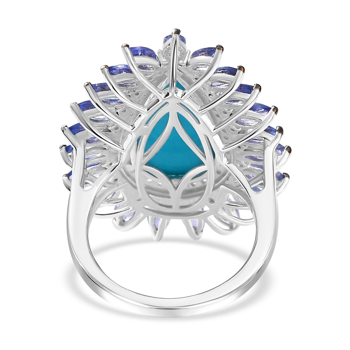 Premium Sleeping Beauty Turquoise, Multi Gemstone Ring in Rhodium Over Sterling Silver (Size 5.0) 10.00 ctw image number 4