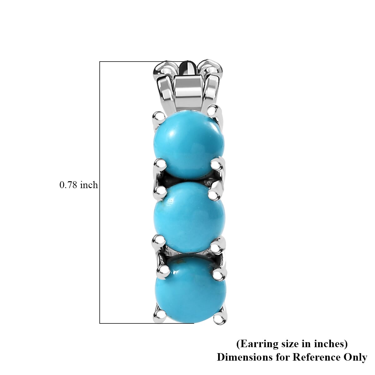 D'Joy Premium Sleeping Beauty Turquoise 3.10 ctw Hoop Earrings in Rhodium Over Sterling Silver image number 4