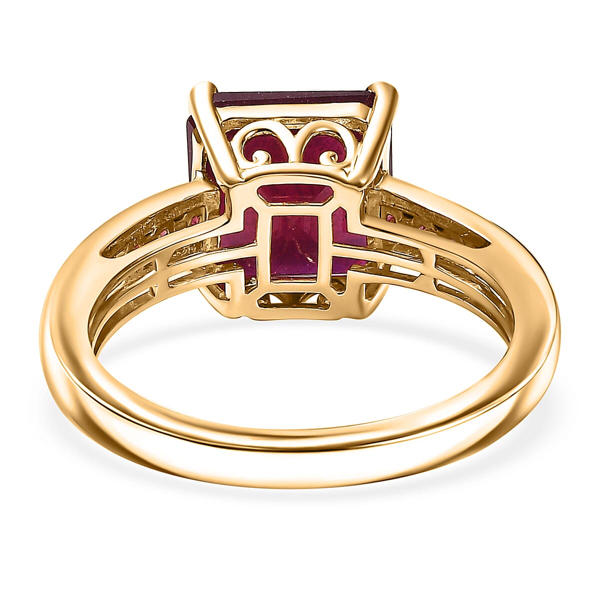 D'Joy Premium Niassa Ruby (FF) 8.20 ctw Art Deco Ring in 18K Vermeil Yellow Gold Over Sterling Silver (Size 9.0) image number 4