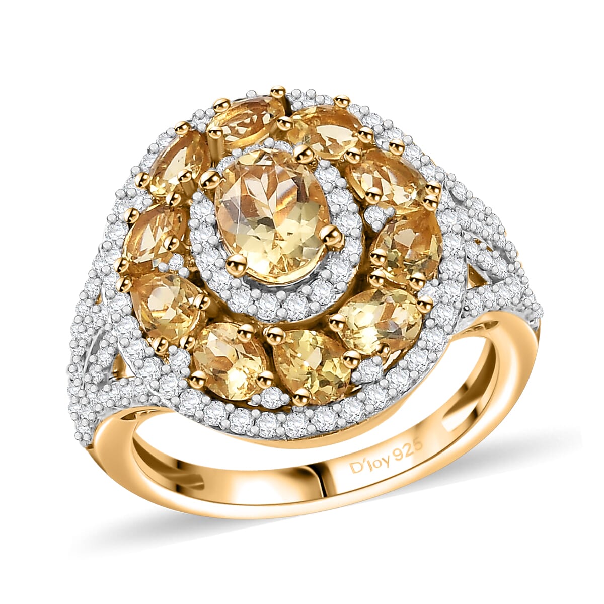 Brazilian Heliodor and White Zircon 3.60 ctw Ring in 18K Vermeil Yellow Gold Over Sterling Silver (Size 10.0) image number 0