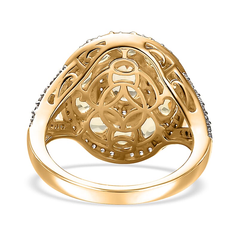 D'Joy Brazilian Heliodor and White Zircon 3.60 ctw Royal Halo Ring in 18K Vermeil Yellow Gold Over Sterling Silver (Size 10.0)