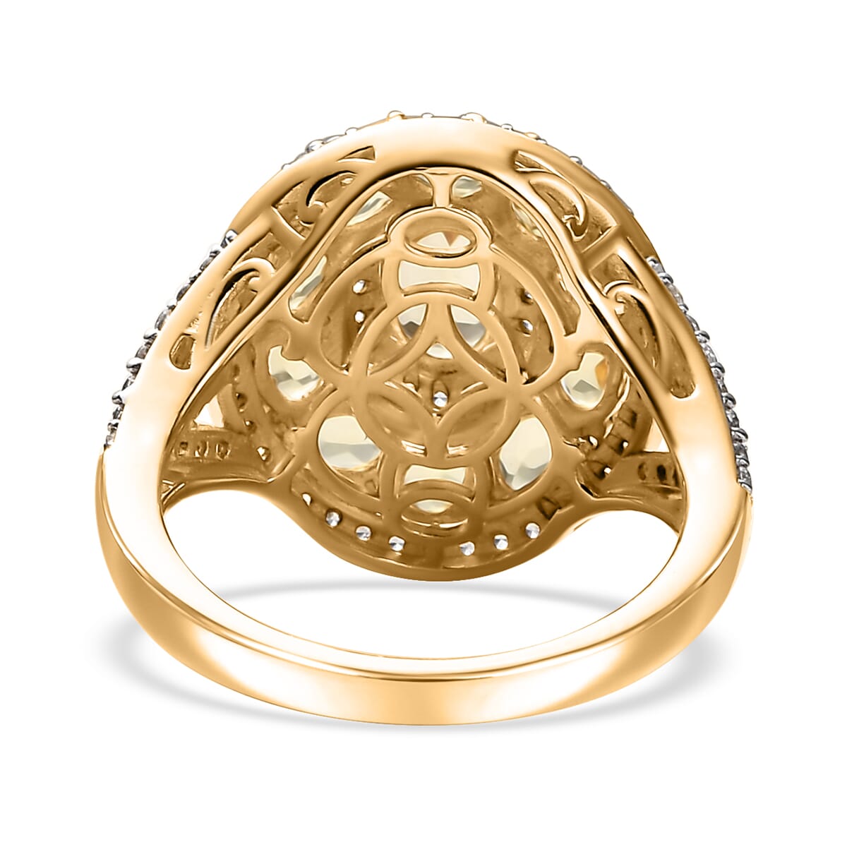 D'Joy Brazilian Heliodor and White Zircon 3.60 ctw Royal Halo Ring in 18K Vermeil Yellow Gold Over Sterling Silver (Size 7.0) image number 4