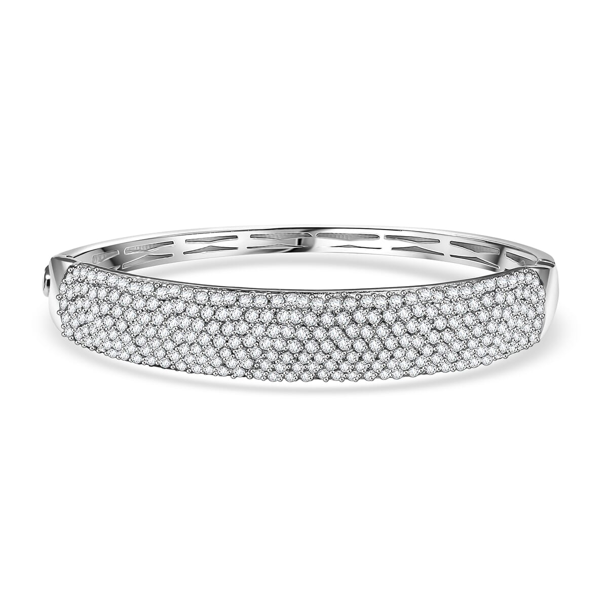 Karis Lab Created White Sapphire 10.65 ctw Starlit Sky Bangle Bracelet in Platinum Bond (7.25 In)  image number 0