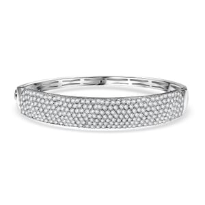 Karis Lab Created White Sapphire 10.65 ctw Starlit Sky Bangle Bracelet in Platinum Bond (7.25 In) 